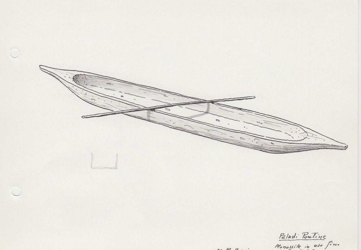 169-Paludi Pontine - monossile in uso fino al sec. XIX - da M. Bonino